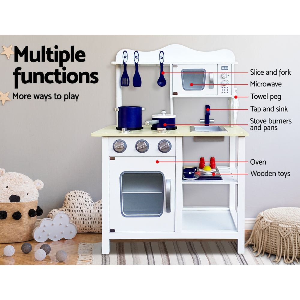 Kids Kitchen Play Set Wooden Pretend Toys Cooking Children Cookware Food