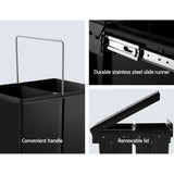 Pull Out Bin Kitchen Double Basket 2X15L Black