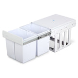 Pull Out Bin Kitchen Double Basket 2X15L White