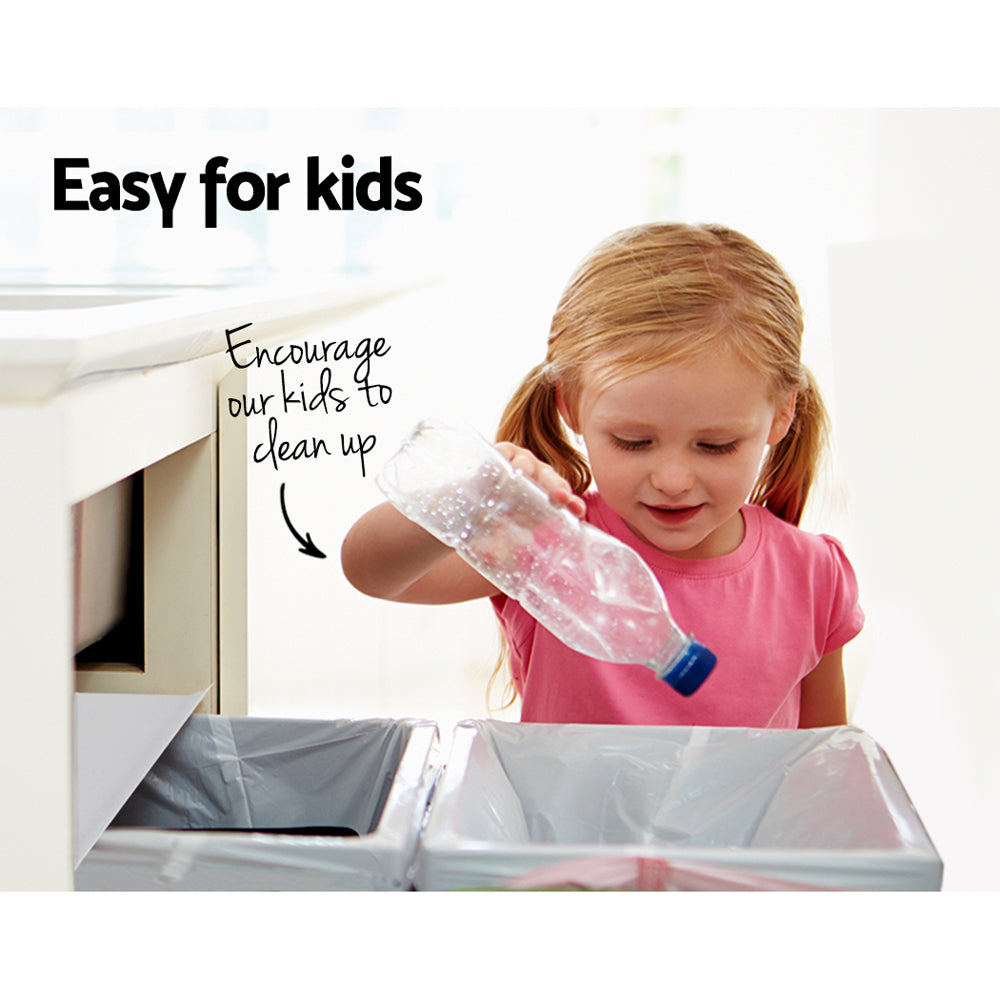 Pull Out Bin Kitchen Double Basket 2X15L White