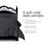 Quilt Cover Set Diamond Pinch Black Queen