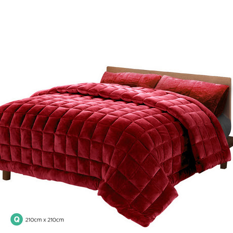 Faux Mink Quilt Burgundy Queen
