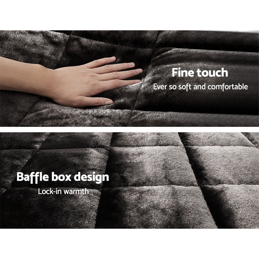 Faux Mink Quilt Charcoal Single