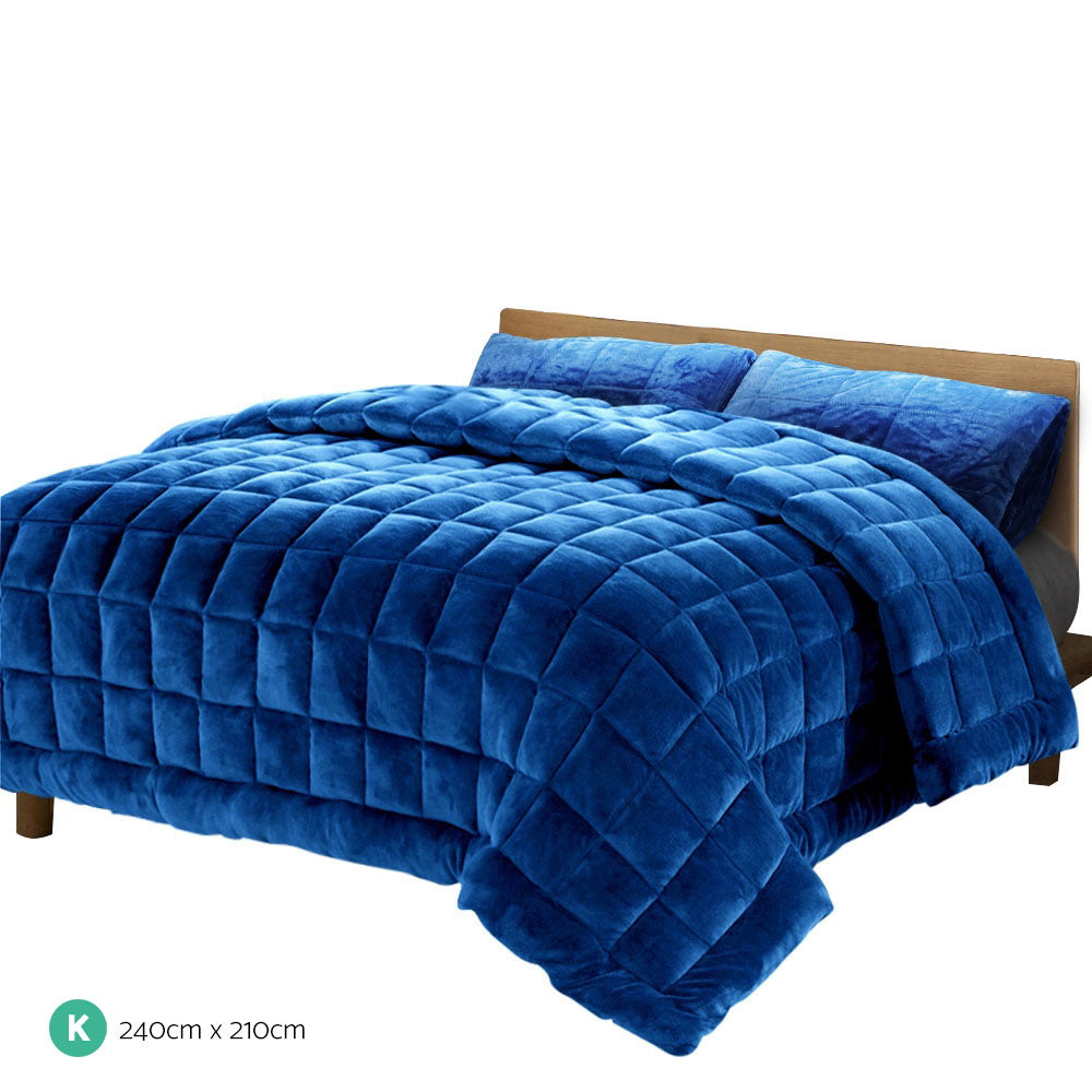 Faux Mink Quilt Blue King
