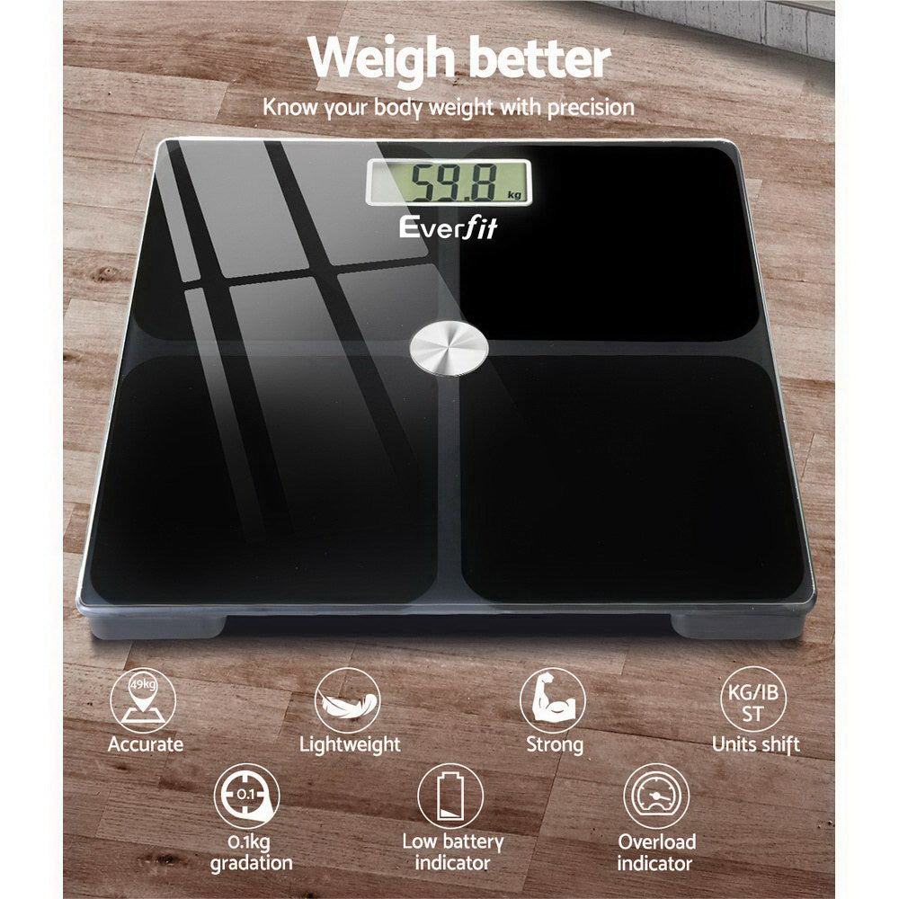 Body Fat Bathroom Scale Weighing Tracker Gym 180KG