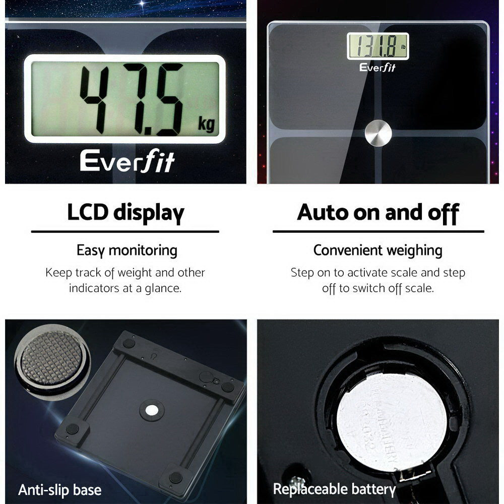 Body Fat Bathroom Scale Weighing Tracker Gym 180KG