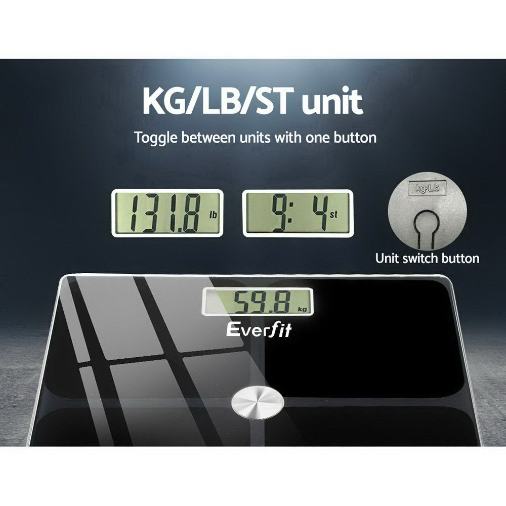 Body Fat Bathroom Scale Weighing Tracker Gym 180KG