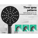 9'' Rain Shower Head Set Handheld Round High Pressure Twins Tap Black