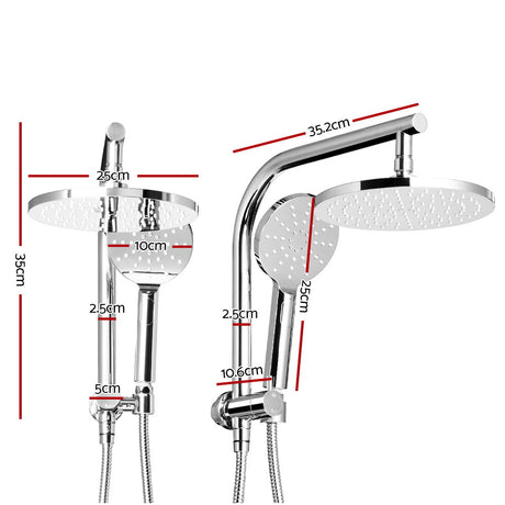9'' Rain Shower Head Set Handheld Round High Pressure Chrome