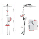 10'' Rain Shower Head Set Handheld Square High Pressure Mixer Tap Chrome