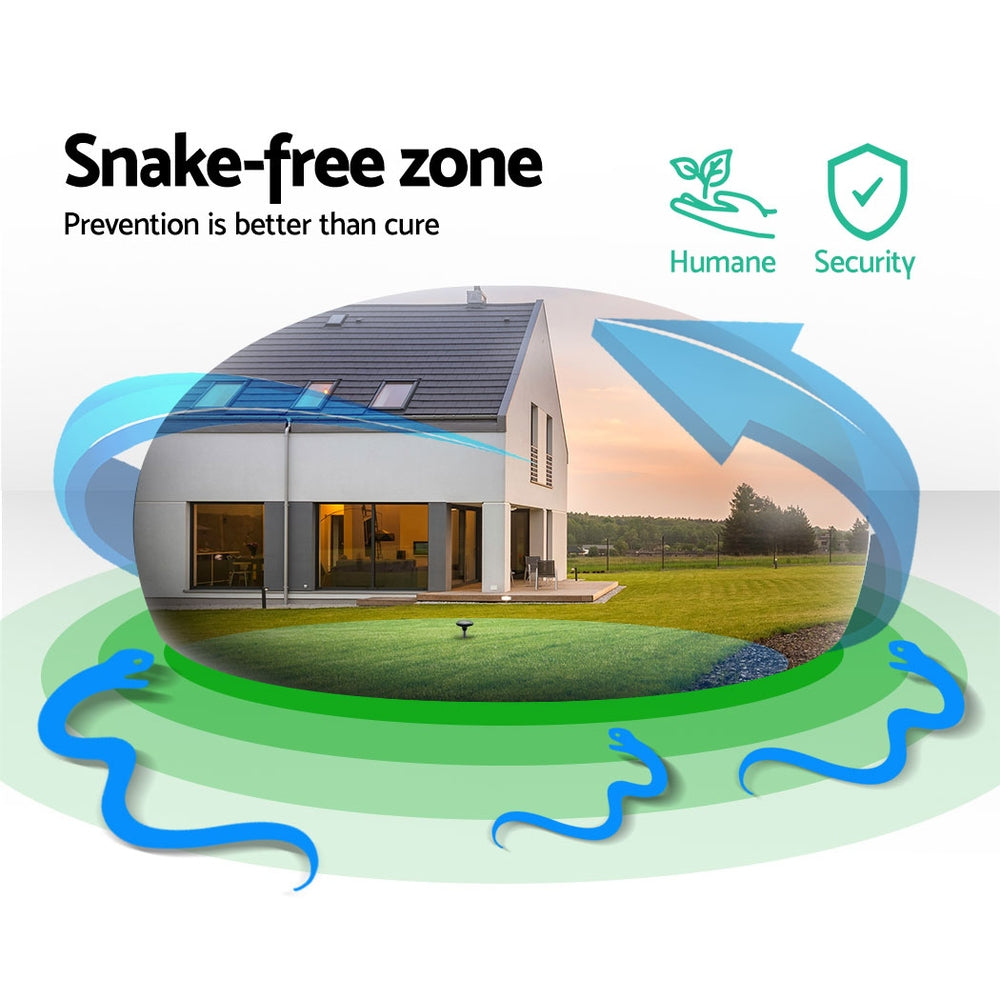 Snake Repeller 8X Solar LED Pulse Plus Ultrasonic Pest Rodent Repellent