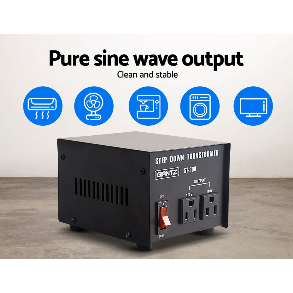 Step Down Transformer 200W 240V TO 110V Stepdown Voltage Converter AU-US