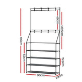 Shoe Rack Coat Hat Stand Hallway Shoes Storage Tree Metal Shelves Black