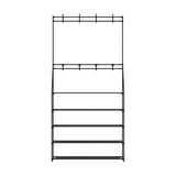 Shoe Rack Coat Hat Stand Hallway Shoes Storage Tree Metal Shelves Black