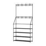 Shoe Rack Coat Hat Stand Hallway Shoes Storage Tree Metal Shelves Black
