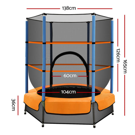 4.5FT Trampoline for Kids w/ Enclosure Safety Net Rebounder Gift Orange