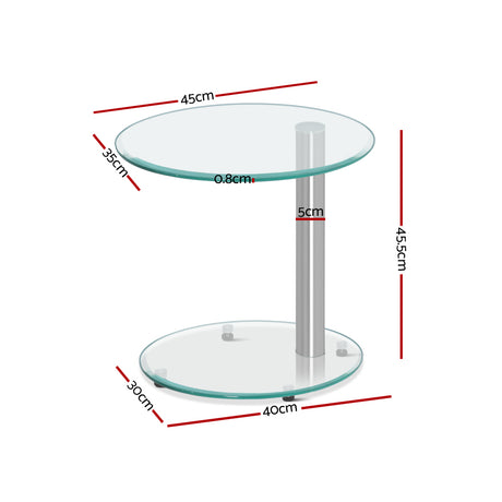 Coffee Table Round Tempered Glass Side End Beside Tables Cafe 45cm