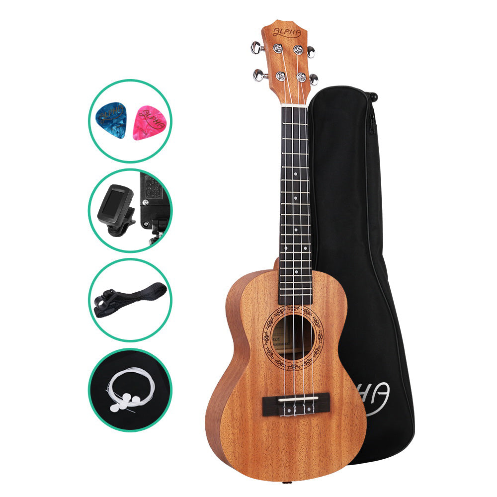 23" Ukulele Natural Mahogany Concert Beginner Gift w/ Carry Bag