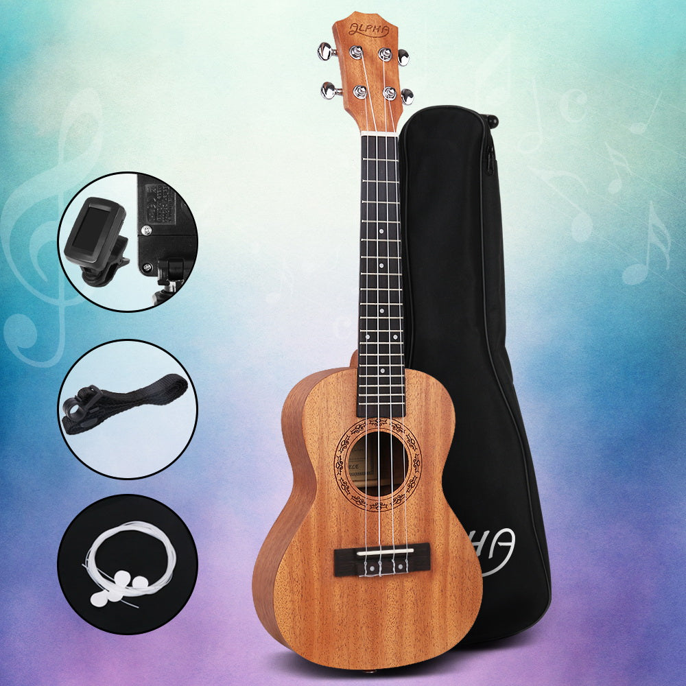 23" Ukulele Natural Mahogany Concert Beginner Gift w/ Carry Bag
