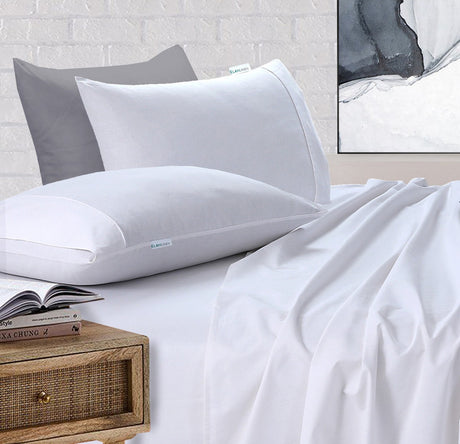 100% Egyptian Cotton Vintage Washed 500TC White Double Bed Sheets Set