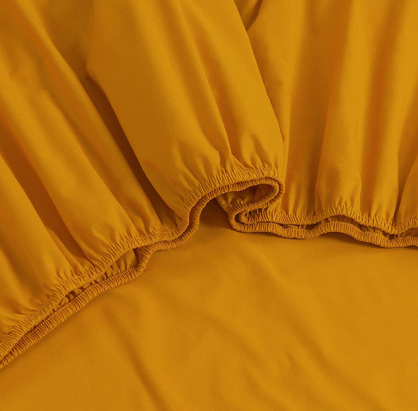 100% Egyptian Cotton Vintage Washed 500TC Mustard King Bed Sheets Set