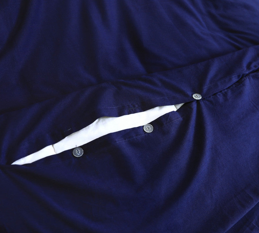 100% Egyptian Cotton Vintage Washed 500TC Navy Blue King Single Quilt Cover Set