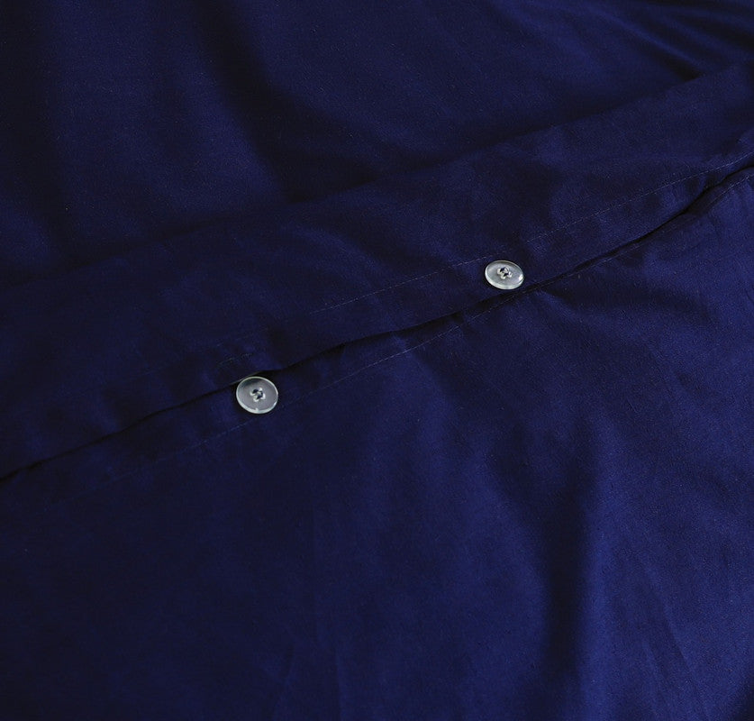 100% Egyptian Cotton Vintage Washed 500TC Navy Blue Single Quilt Cover Set