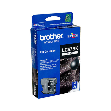 LC-67BK Black Ink Cartridge - DCP-385C/395CN/585CW/6690CW/J715W, MFC-490CW/5490CN/5890CN/6490CW/6890CDW/790CW/795CW/990CW- up to 450 pages