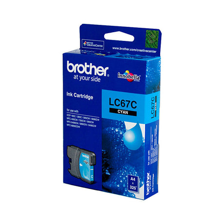 LC-67C Cyan Ink Cartridge - to suit DCP-385C/395CN/585CW/6690CW/J715W, MFC-490CW/5490CN/5890CN/6490CW/6890CDW/790CW/795CW/990CW- up to 325 pages