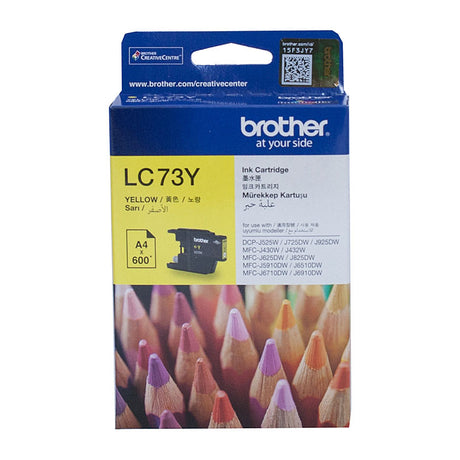 LC-73Y Yellow High Yield Ink - DCP-J525W/J725DW/J925DW, MFC-J6510DW/J6710DW/J6910DW/J5910DW/J430W/J432W/J625DW/J825DW - up to 600 pages