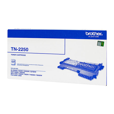 TN-2250 Mono Laser- High Yield, HL-2240D/2242D/2250DN/2270DW, DCP-7060D/7065DN, MFC-7360N/7362N/7460DN/7860DW/7240, FAX-2950/2840 - 2600 pages
