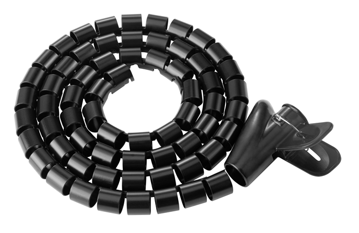 15mm/0.59' Diameter Coiled Tube Cable Sleeve Material PolyethylenePE Dimensions 1000x15mm - Black