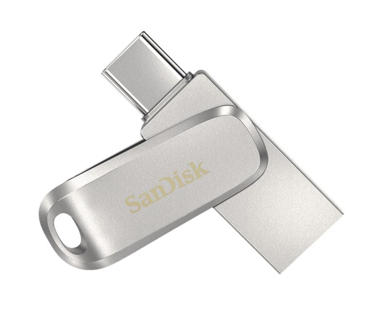 32GB Ultra Dual Drive Luxe USB-C & USB-A Flash Drive Memory Stick 150MB/s USB3.1 Type-C Swivel for Android Smartphones Tablets Macs PCs