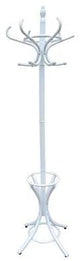 White Coat Rack with Stand Wooden Hat and 12 Hooks Hanger Walnut tree