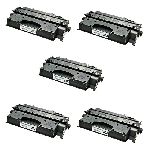 Compatible Premium 5 x 80X Hi Capacity Toner Cartridge (CF280X) - for use in  Printers