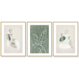 Wall Art 50cmx70cm Abstract body and leaves 3 Sets Gold Frame Canvas