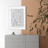 Wall Art 50cmx70cm Black And White Lines White Frame Canvas