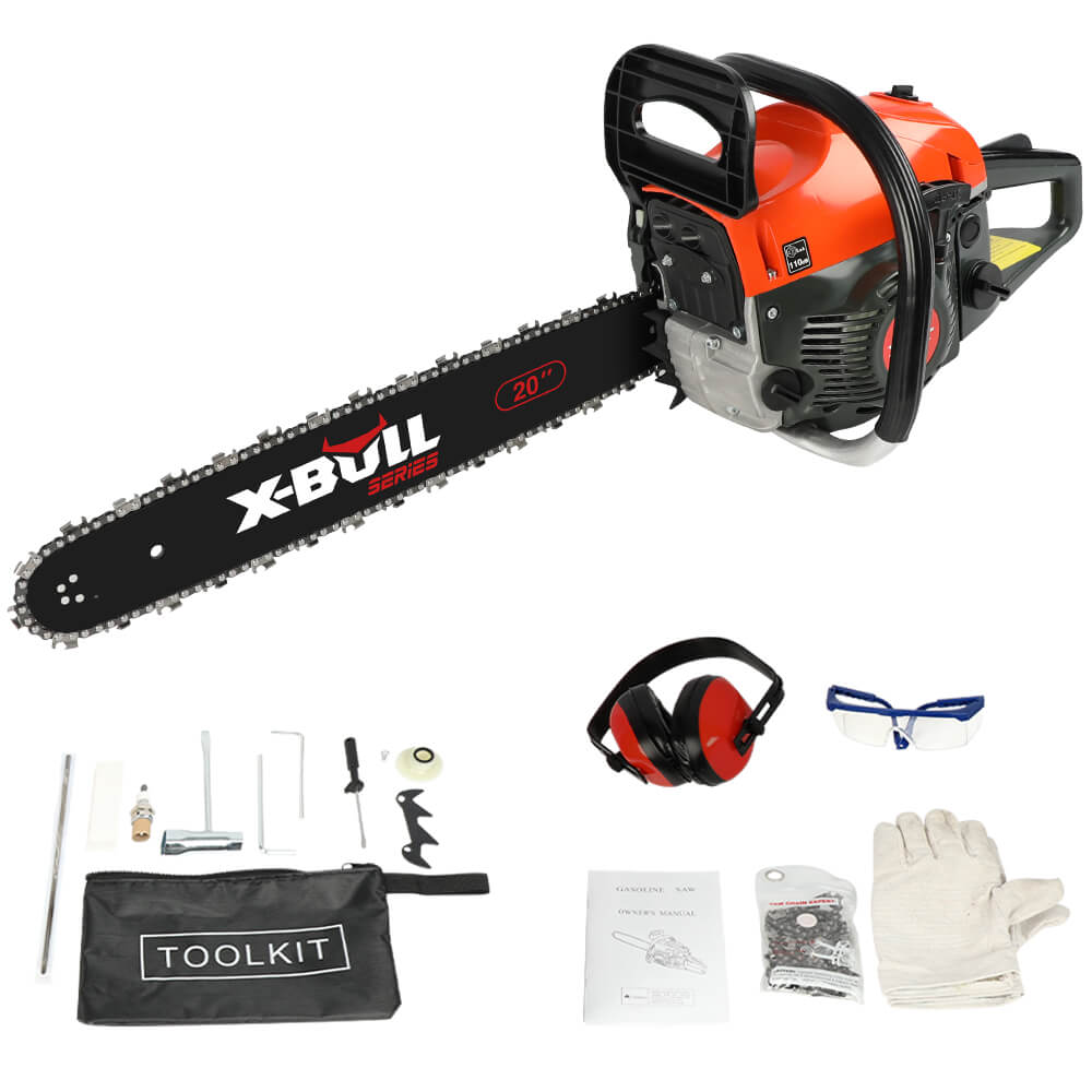 Chainsaw Petrol Commercial 62cc 20" Bar E-Start Tree Pruning Top Handle