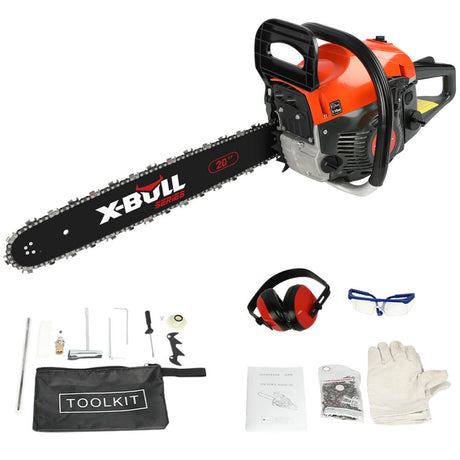 Chainsaw Petrol Commercial 62cc 20" Bar E-Start Tree Pruning Top Handle