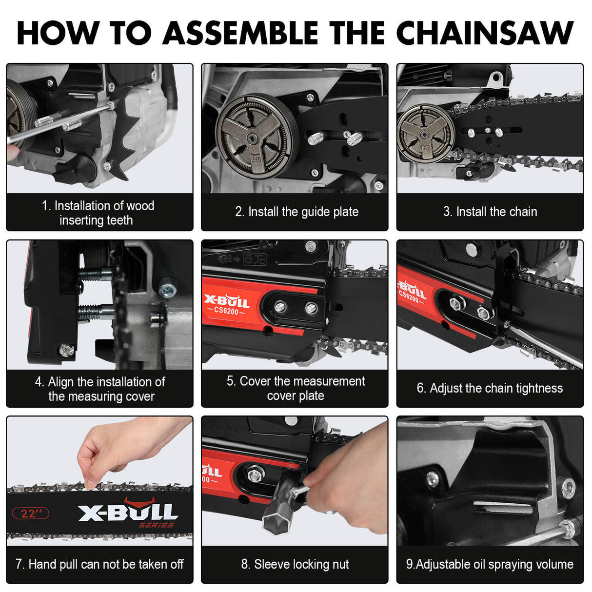 62cc Chainsaw Petrol Commercial 22" Bar E-Start Tree Pruning Top Handle