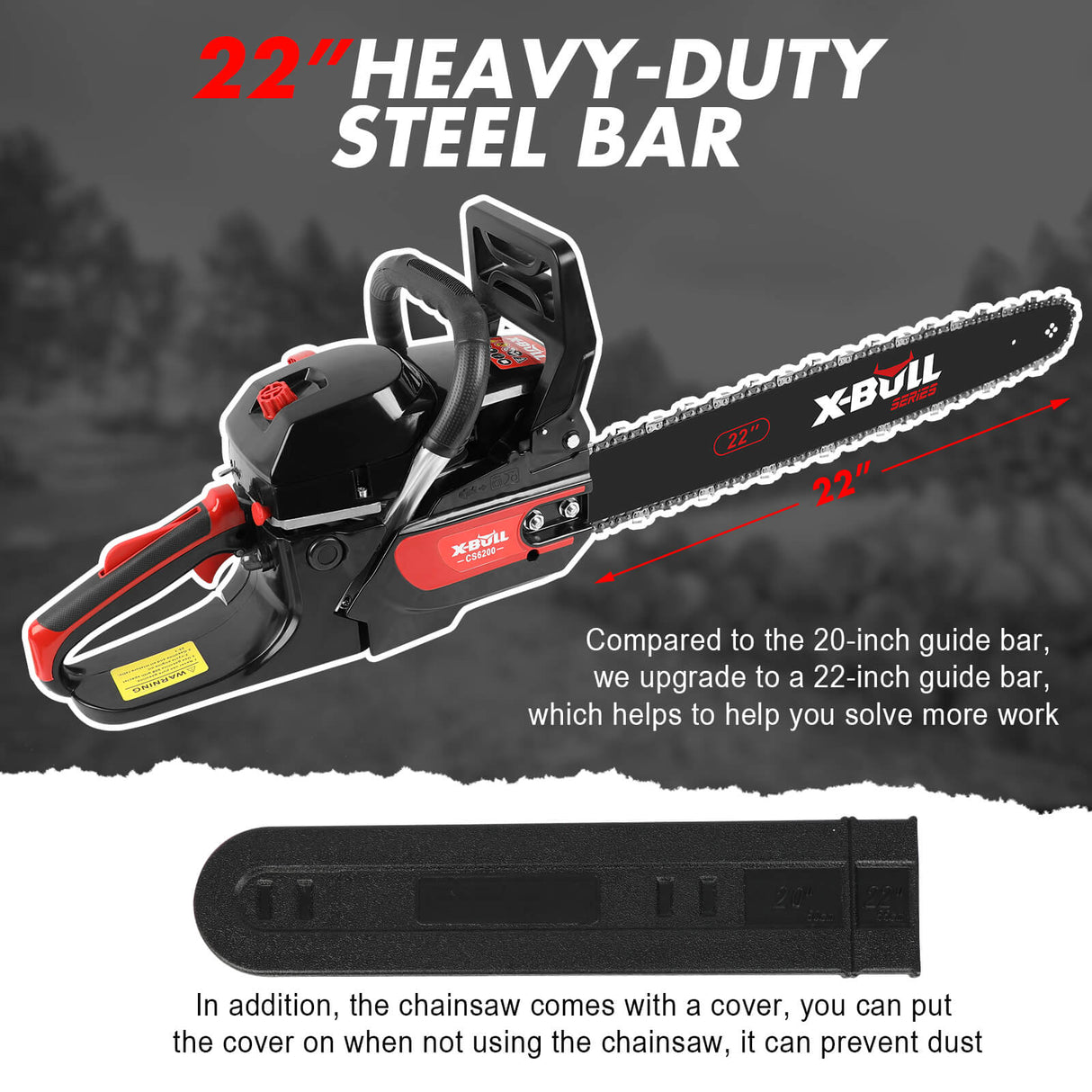 Petrol Chainsaw Commercial 62CC 22" Bar E-Start Tree Pruning Top Handle