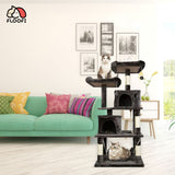 145cm Plush Cat Condo Cat Tree Dark Grey FI-CT-156-BJ