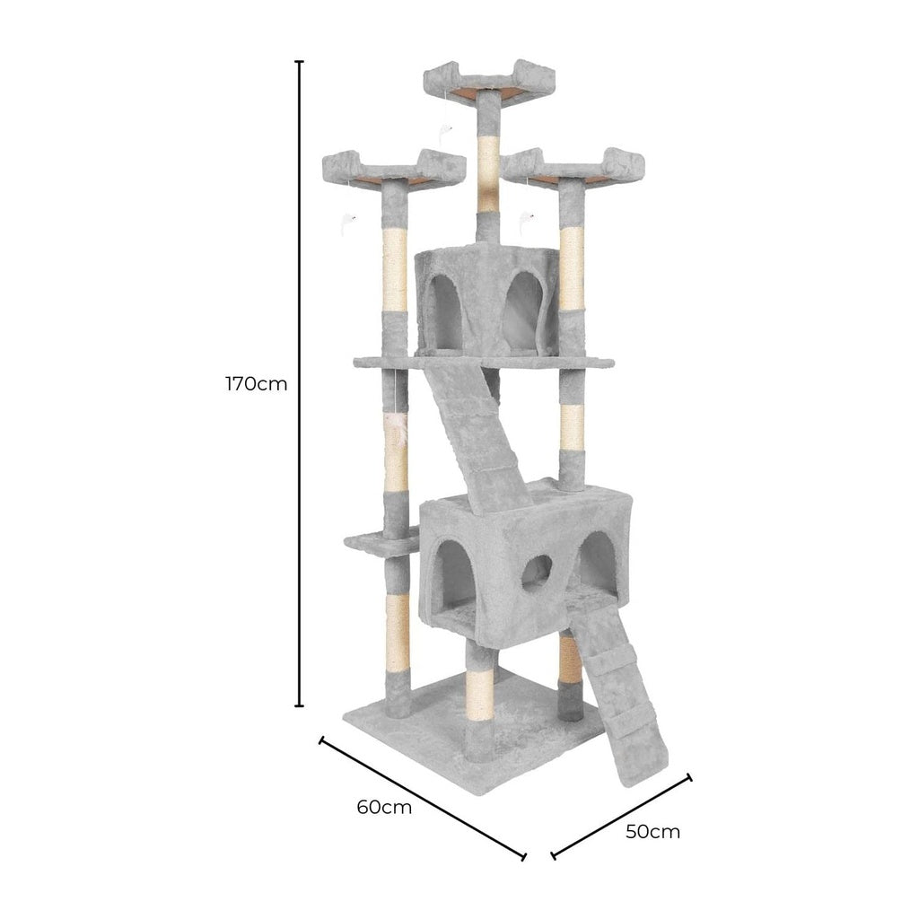 170cm Plush Cat Condo Cat Tree Grey FI-CT-161-ZZ