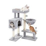 97cm Adjustable Base Plush Cat Tree Light Grey FI-CT-163-ZZ