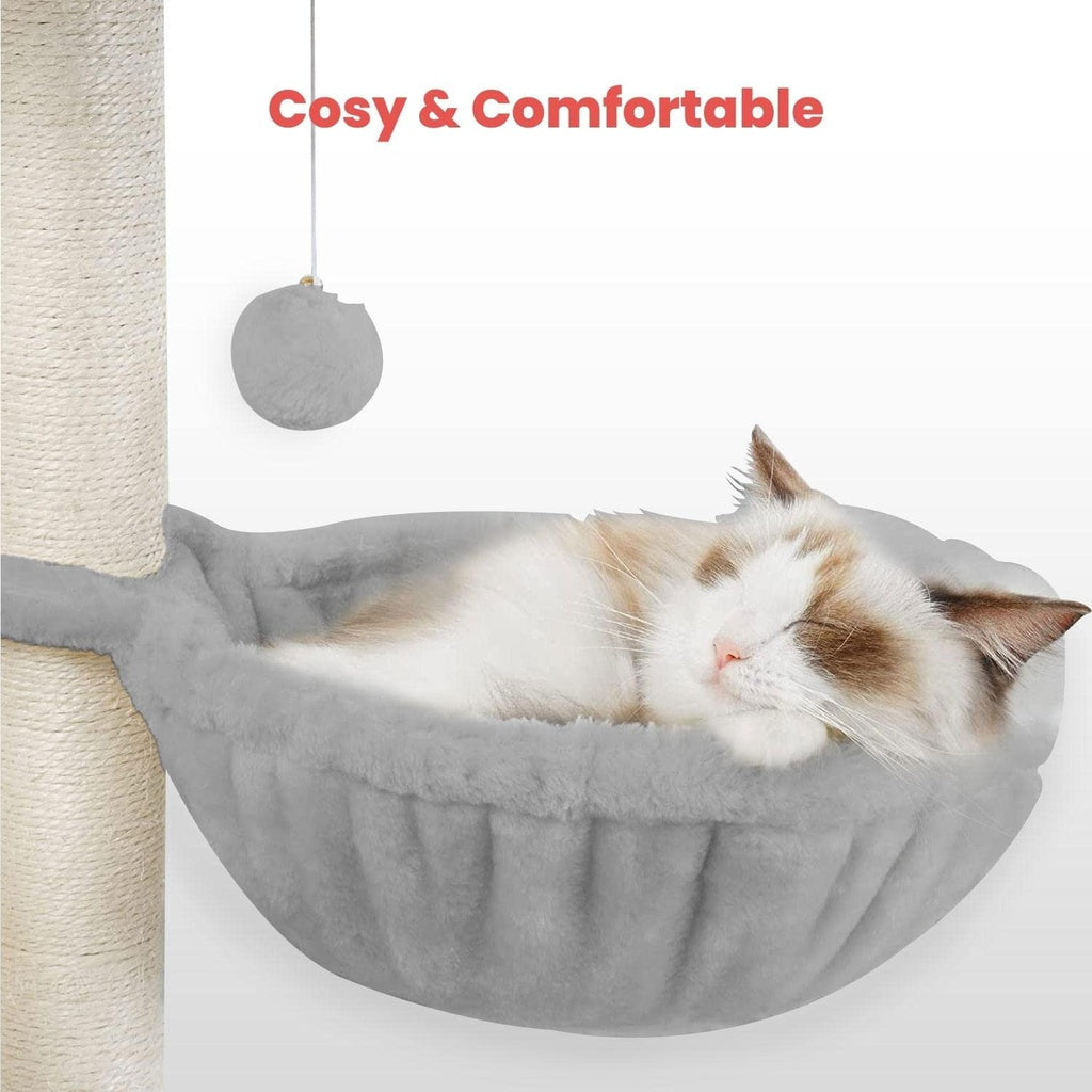 97cm Adjustable Base Plush Cat Tree Light Grey FI-CT-163-ZZ