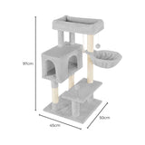 97cm Adjustable Base Plush Cat Tree Light Grey FI-CT-163-ZZ