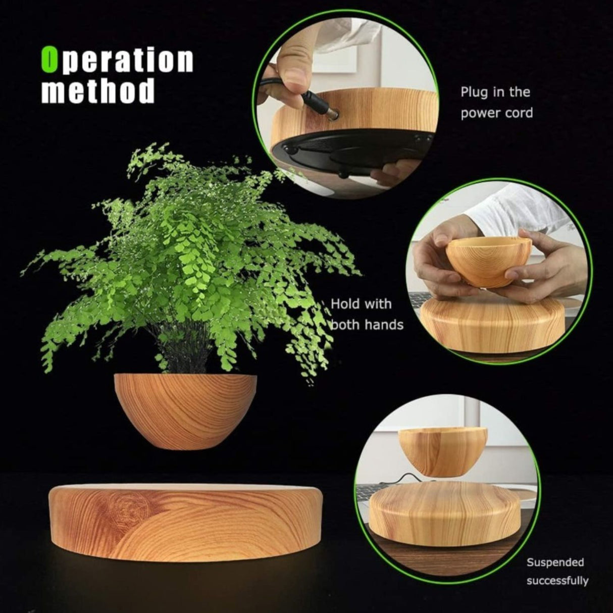 Magnetic Levitating Plant Pot Oak GO-MLP-108-HCNT