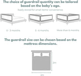 90CM Height Adjustable Folding Kids Safety Bed Rail (200X90CM Single Side 1 PCS, Grey)