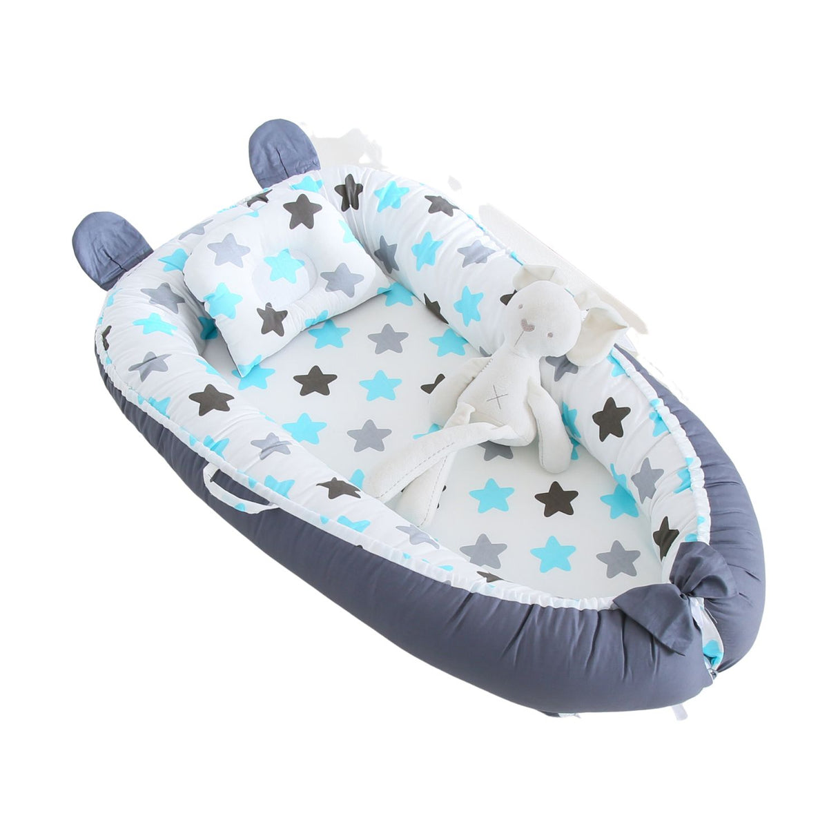 Portable Baby Lounger & Baby Nest with Pillow (Stars) GO-BBL-100-QM