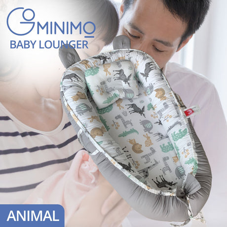 Breathable Material Hidden Zipper Portable Baby Lounger & Baby Nest With Pillow (Animals)